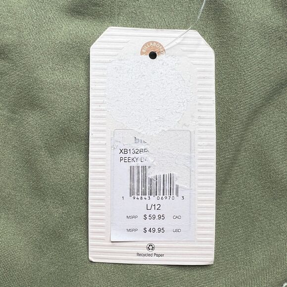 Billabong Peeky Days Tropic Bikini Bottom L Green Textured Low Rise Swim New - Picture 8 of 8